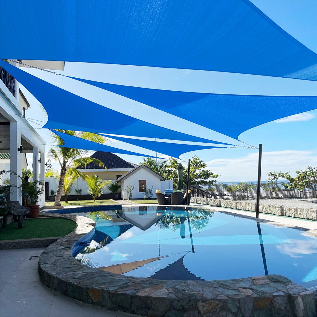 Artpuch Custom Size Sky Blue Sun Shade Sail Triangle Canopy 185 GSM Durable Fabric UV Block Awning for Outdoor Patio Garden Backyard (Customized Available)