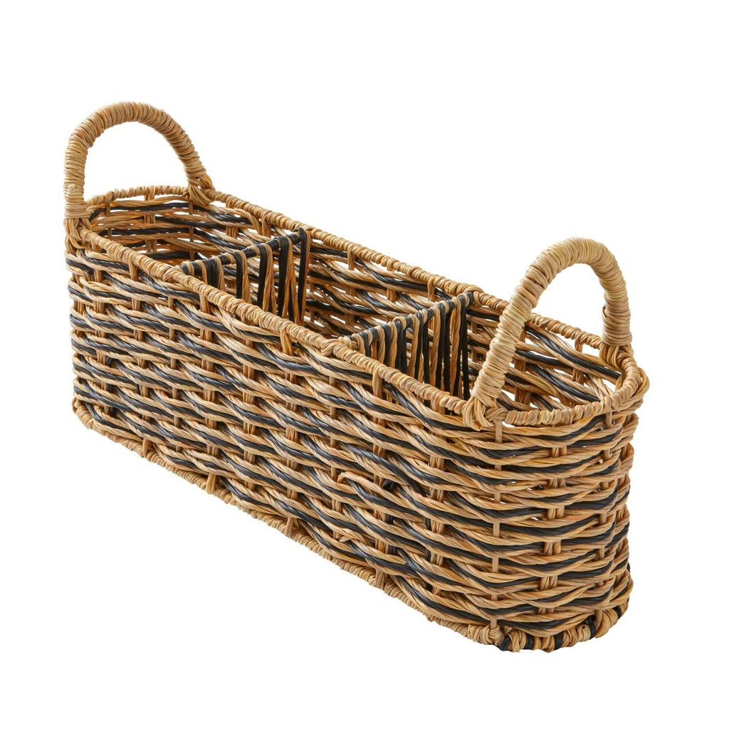 Homes & Gardens Beige & Black Resin Rattan Oval Caddy