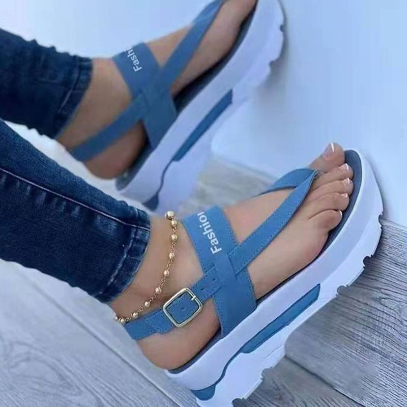 Summer Platform Ladies Sandals Wedge Solid Color Flip Flops Fashion Female's Sandals Outdoor Light Casual Woman's Roman Sandals