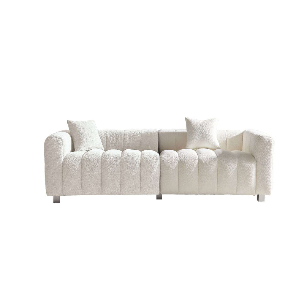 87.4'' Premium Velvet Sofa 3-Seater Loveseat, Modern Bubble Upholstered Couch with Metal Base Legs and 2 Pillows for Living Room, Bedroom.