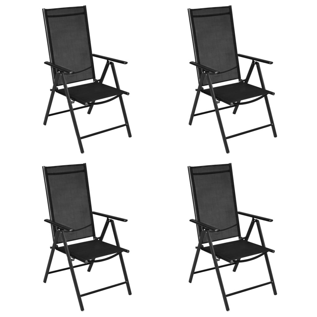 Folding Patio Chairs 4 pcs Aluminum and Textilene Black