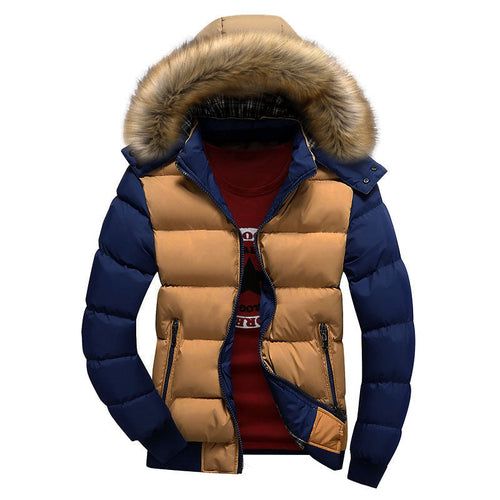Men's Two Tone Puffer Jacket with Removable Hood