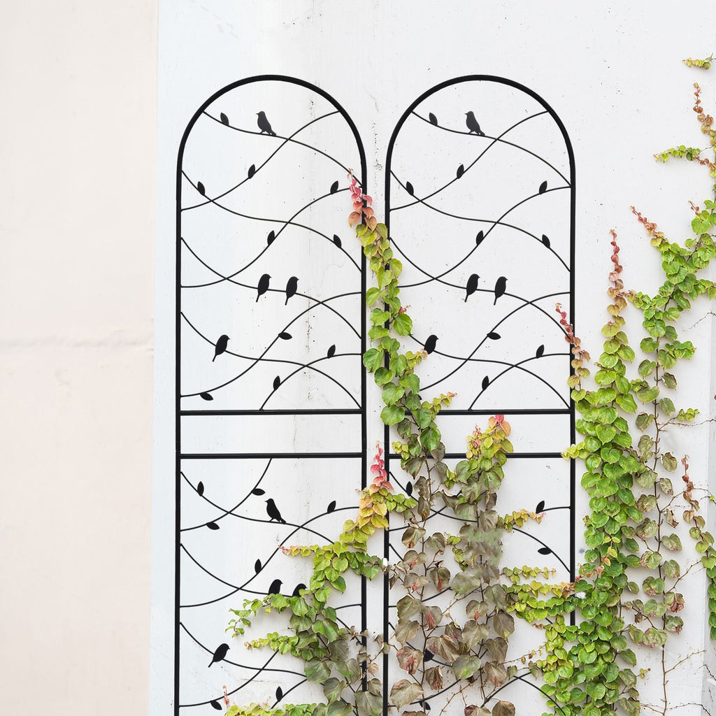 4 Pack Metal Garden Trellis 71" x 19.7" Rustproof Trellis for Climbing Plants Outdoor Flower Support Bird Deco Black