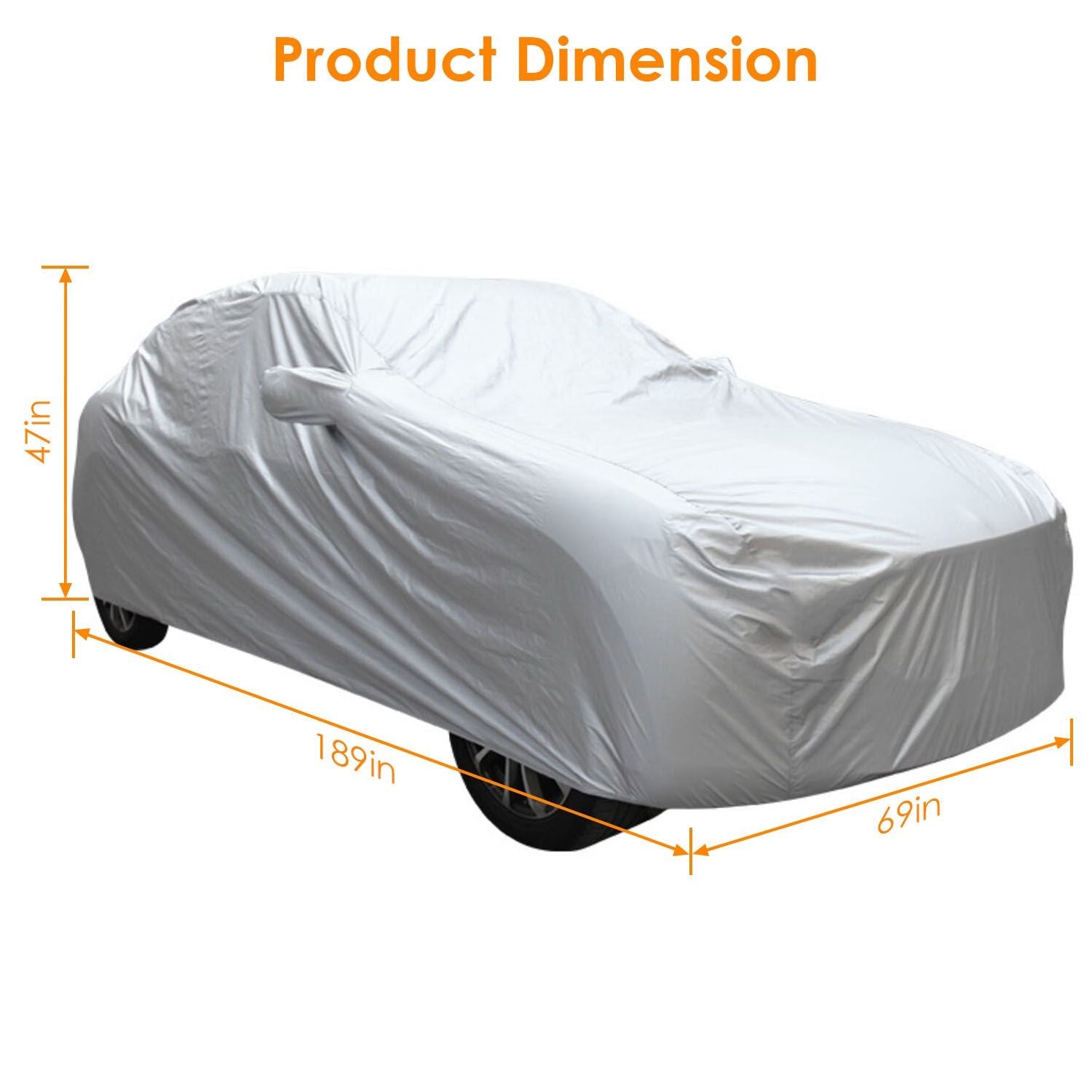 189x69x47in Full Car Cover All Weather UV Protection Automotive Cover 170T Outdoor Universal Full Cover For Sedans Up To 185in