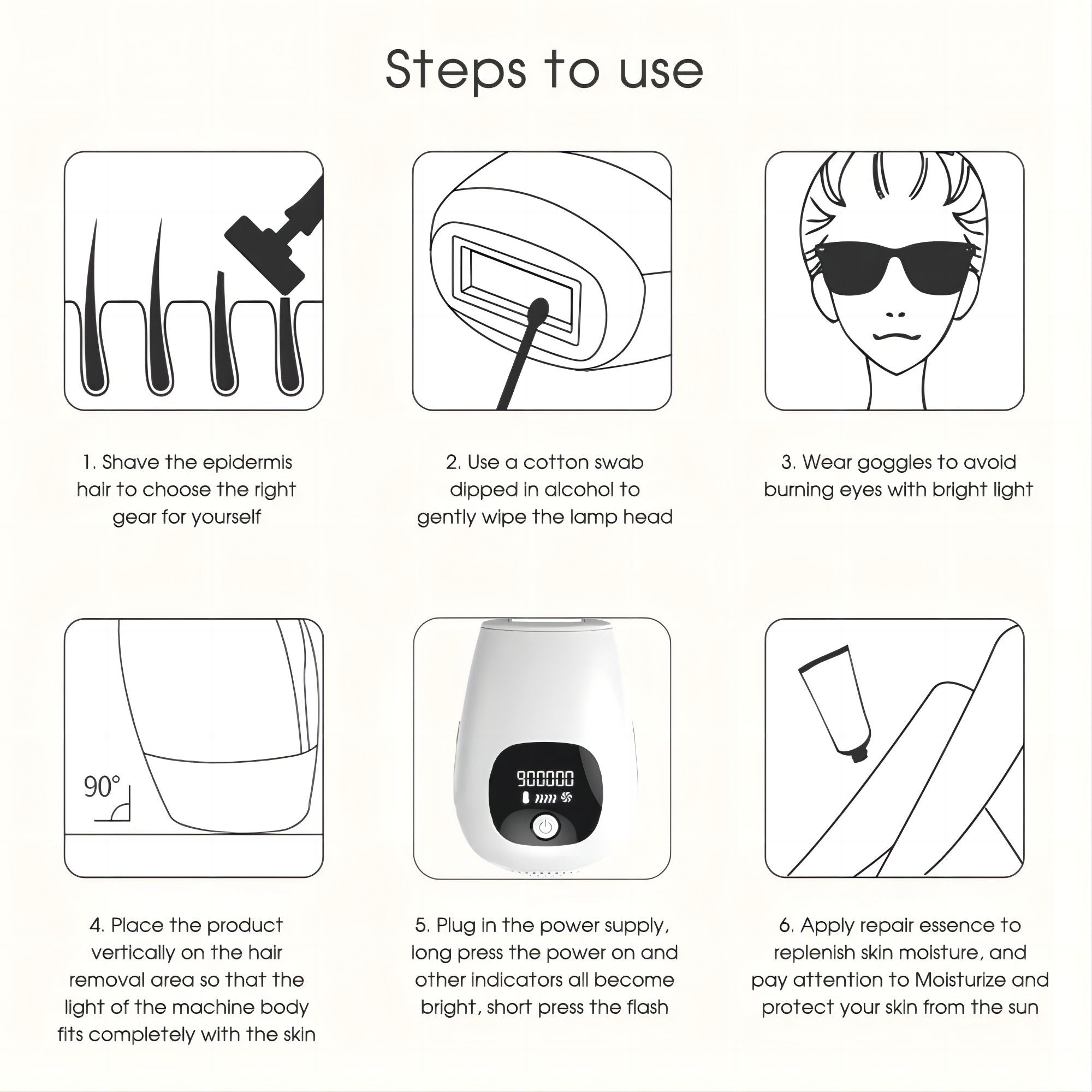 IPL Hair Removal 3 in 1 Permanent Painless Epilator 900,000 Flashes and 5 Energy Gears Laser Hair Remover Electric Epilator with Touch LCD for Body, Face, Underarms and Bikini Line