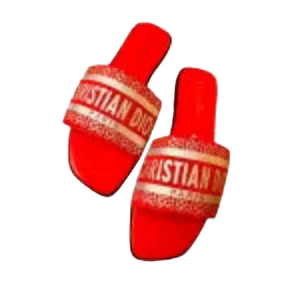 FASHION EMBROIDERED SLIDE SANDALS