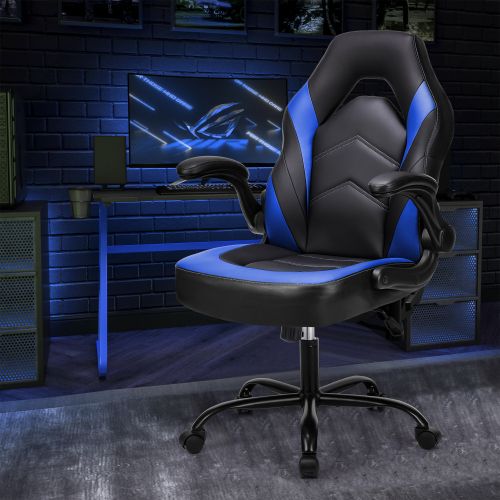 Ergonomic Office Computer Home Gaming Desk Chair Adjustable PU Leather Racing Chair Flip-up Armrest For Christmas Furniture