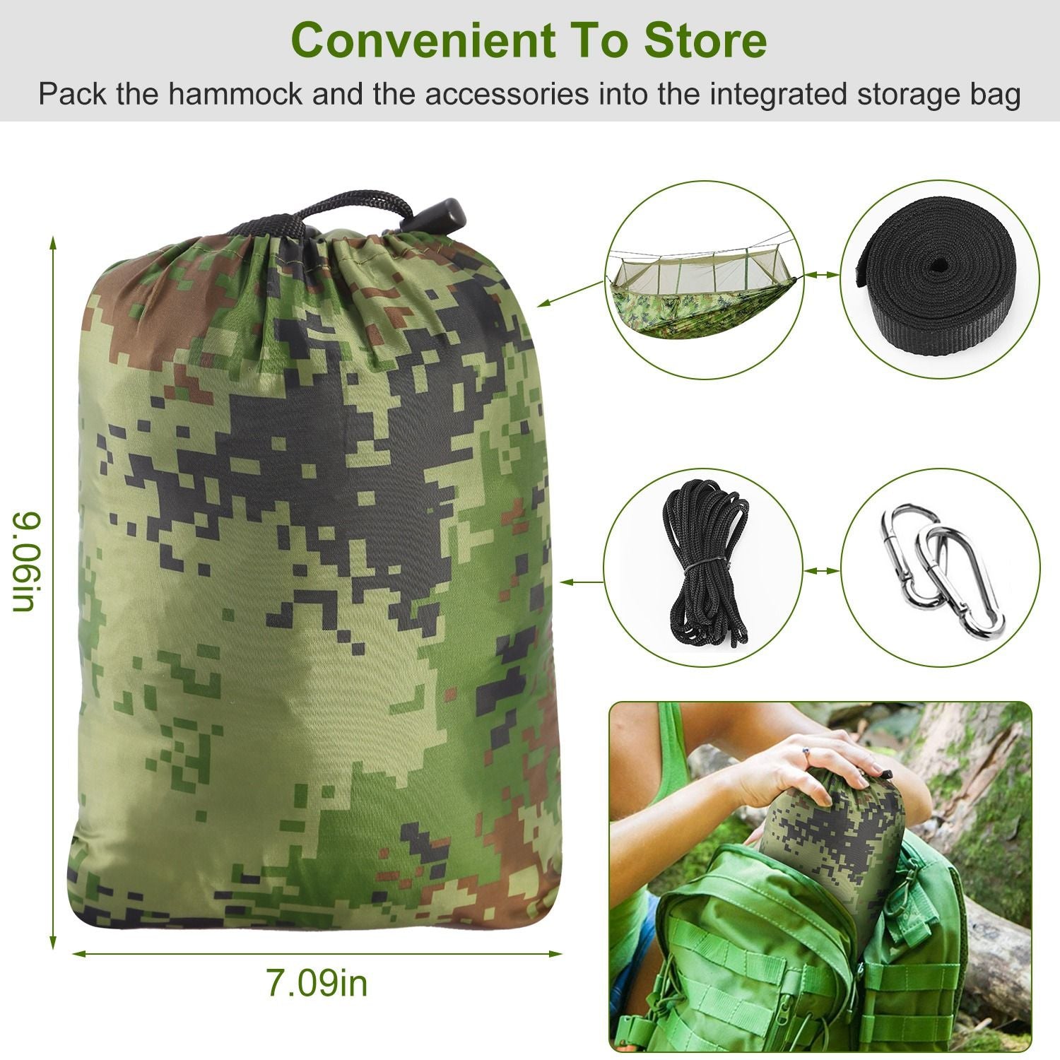 2 Persons Hammock 600LBS Max Load with Mosquito Net Outdoor Hiking Camping Hommock Portable Nylon Swing Hanging Bed