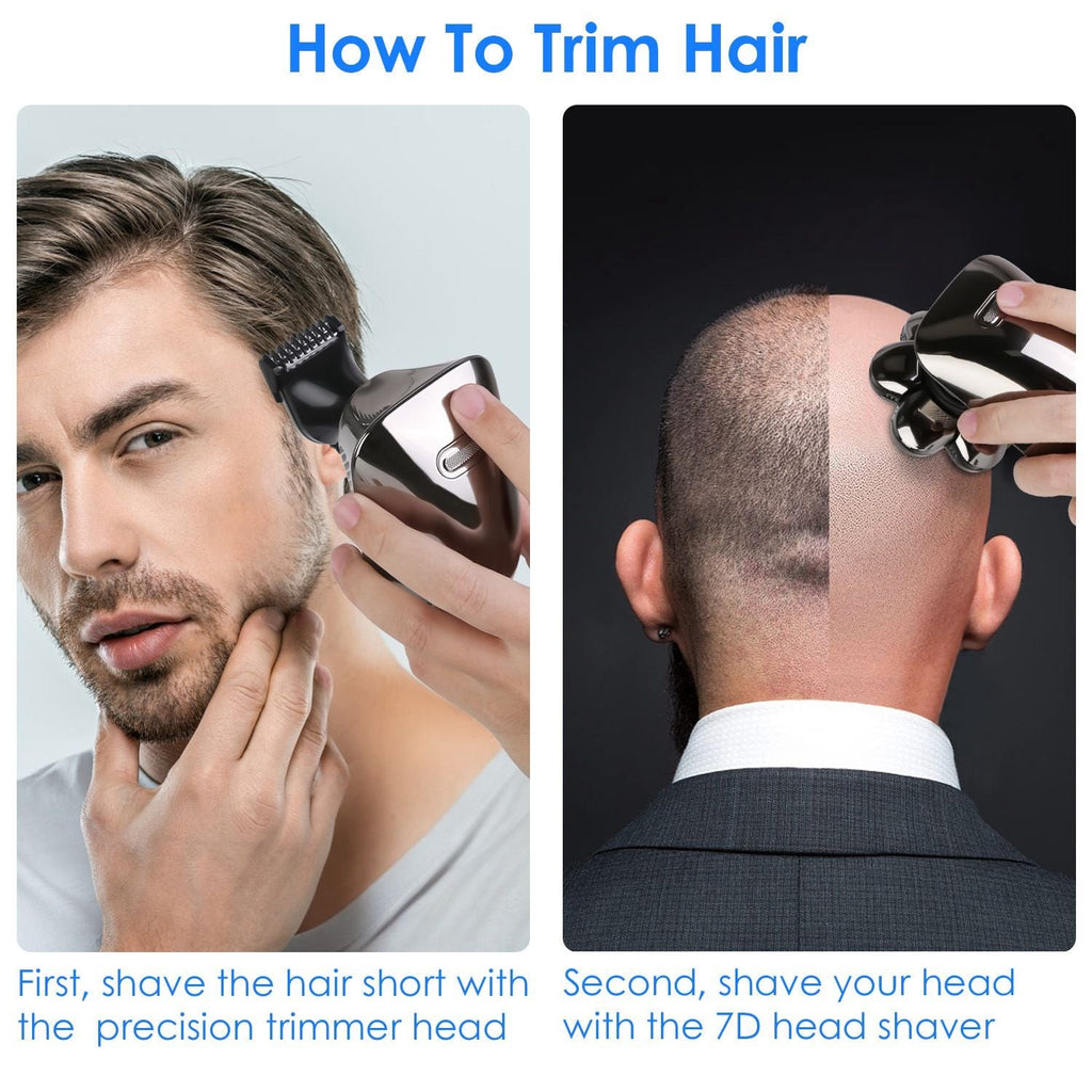 Head Shavers for Bald Men 5 In 1 7D Electric Rotary Razor Rechargeable Cordless Head Beard Trimmer Shaver Kit IPX6 Waterproof Dry Wet Grooming Kit with 3 Combs
