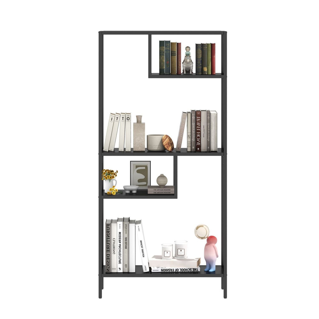 Modern Storage Shelf with 4 Compartments & Metal Legs, Freestanding Organizer,Book Shelves Display Shelves for Living Room, Bedroom, Home Office