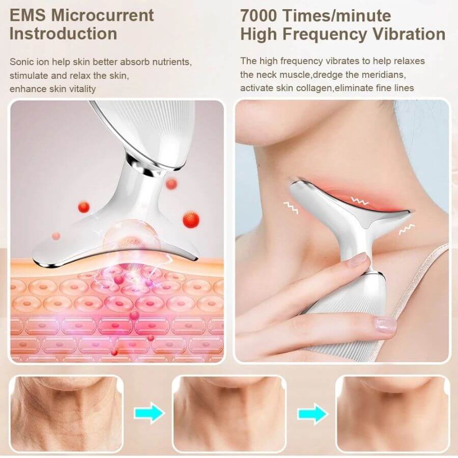 Face and Neck Massager 3 Colors EMS Beauty Device Lifting Tighten Facial Massagers Wrinkle Remover Reduce Double Chin Devices for Woman