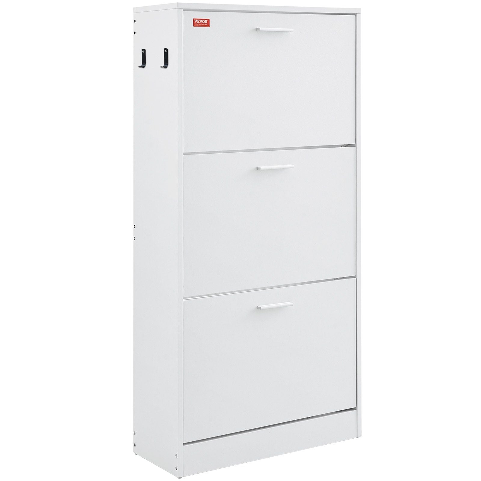 VEVOR Shoe Cabinet with 3 Flip Drawers, Shoe Storage Cabinet for Entryway, Free Standing Shoe Storage Organizer with Side Hooks for Heels, Boots, Slippers in Hallway, Living Room