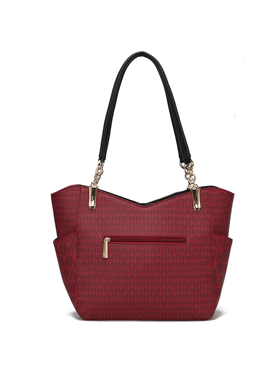 MKF Collection Jules M Logo Printed Vegan Leather Women Tote Bag by Mia k