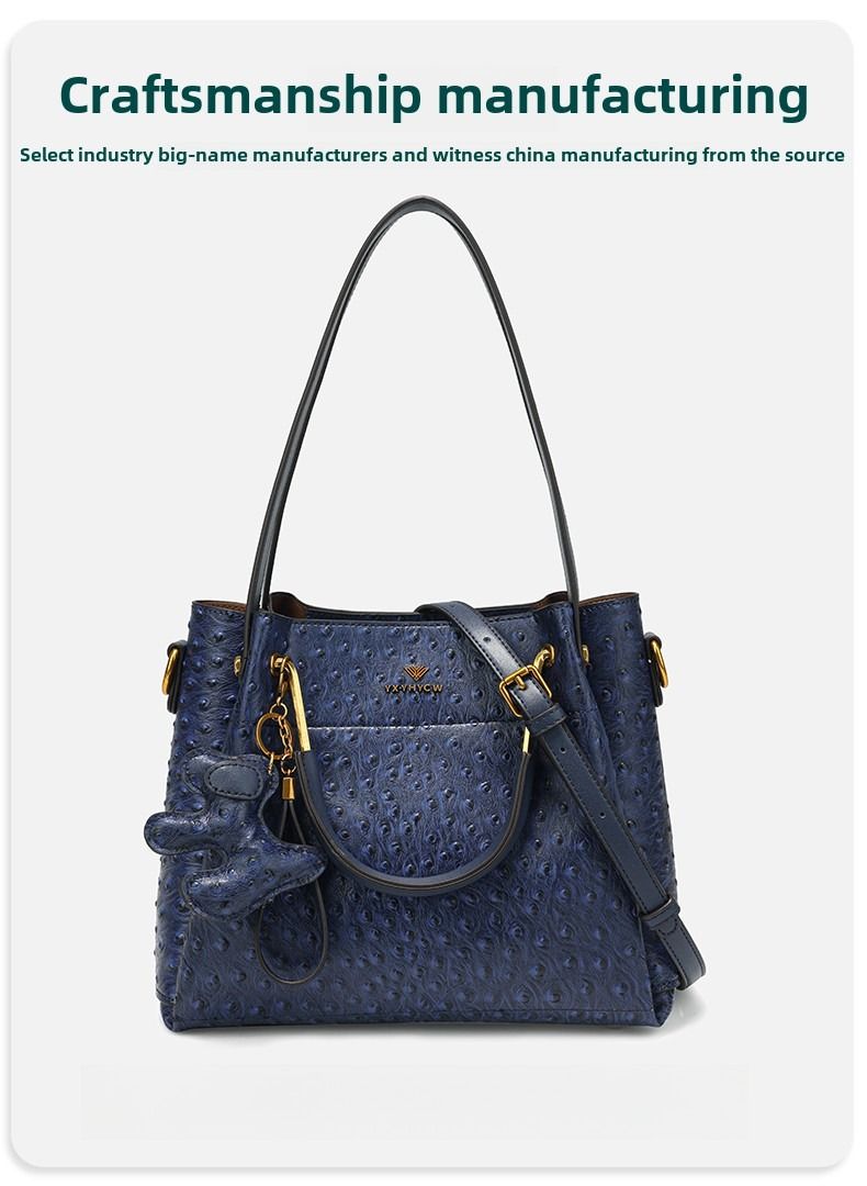 Light Luxury Hundred Shoulder Bag New Camel Bird Pattern Bucket Bag Senior Texture Handheld Casual Large Bag Temperament Women's Bags