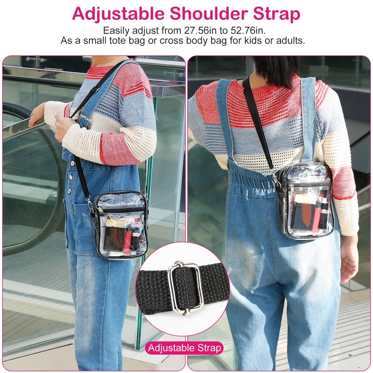 Clear Crossbody Bag Stadium Approved Clear Purse Transparent Small Shoulder Bag See Through Zip Pouch Tote Bag