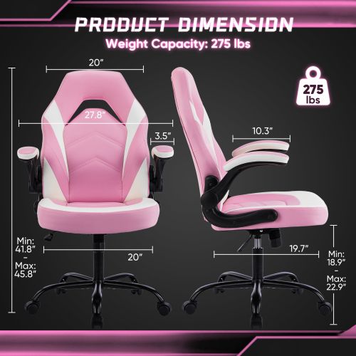 Ergonomic Office Computer Home Gaming Desk Chair Adjustable PU Leather Racing Chair Flip-up Armrest For Christmas Furniture