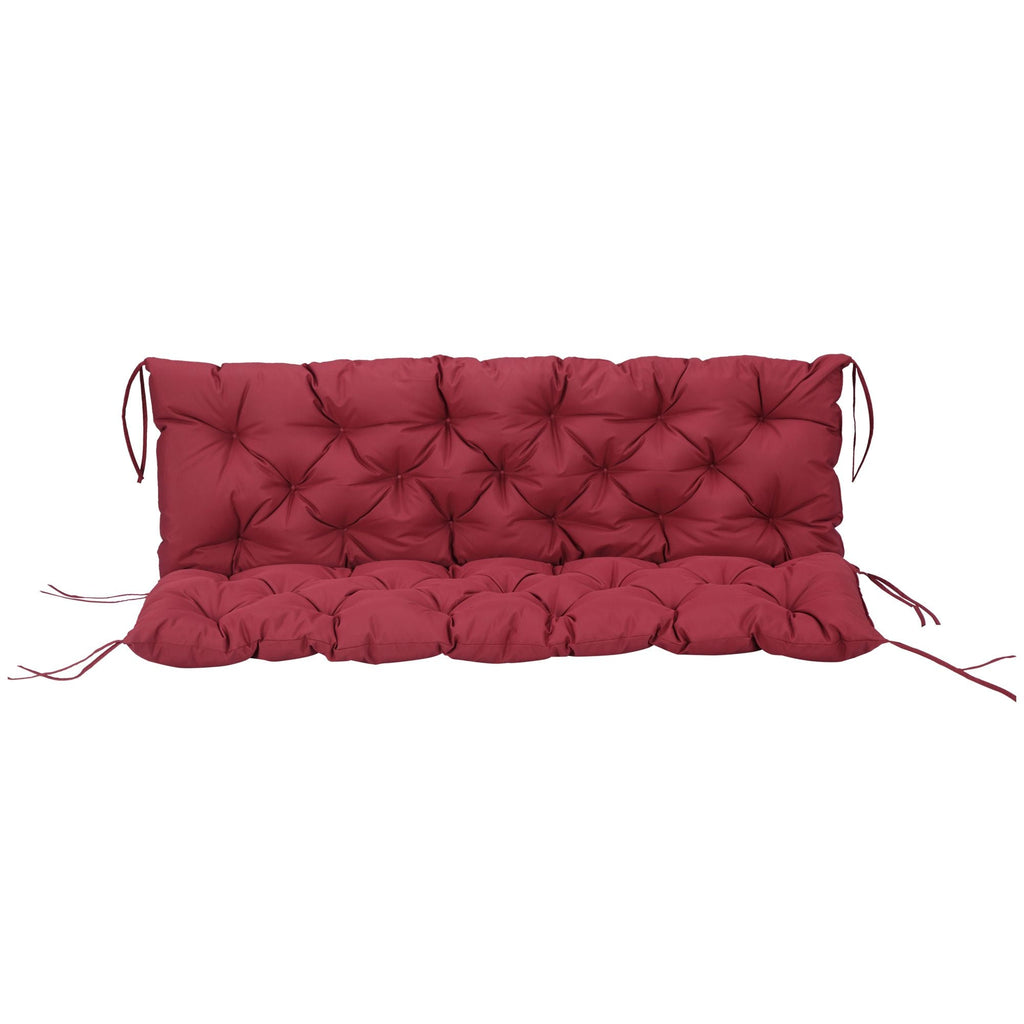 Outsunny Outdoor Bench Cushion Tufted 3-Seater for Swing Chair Patio Sofa Wine Red