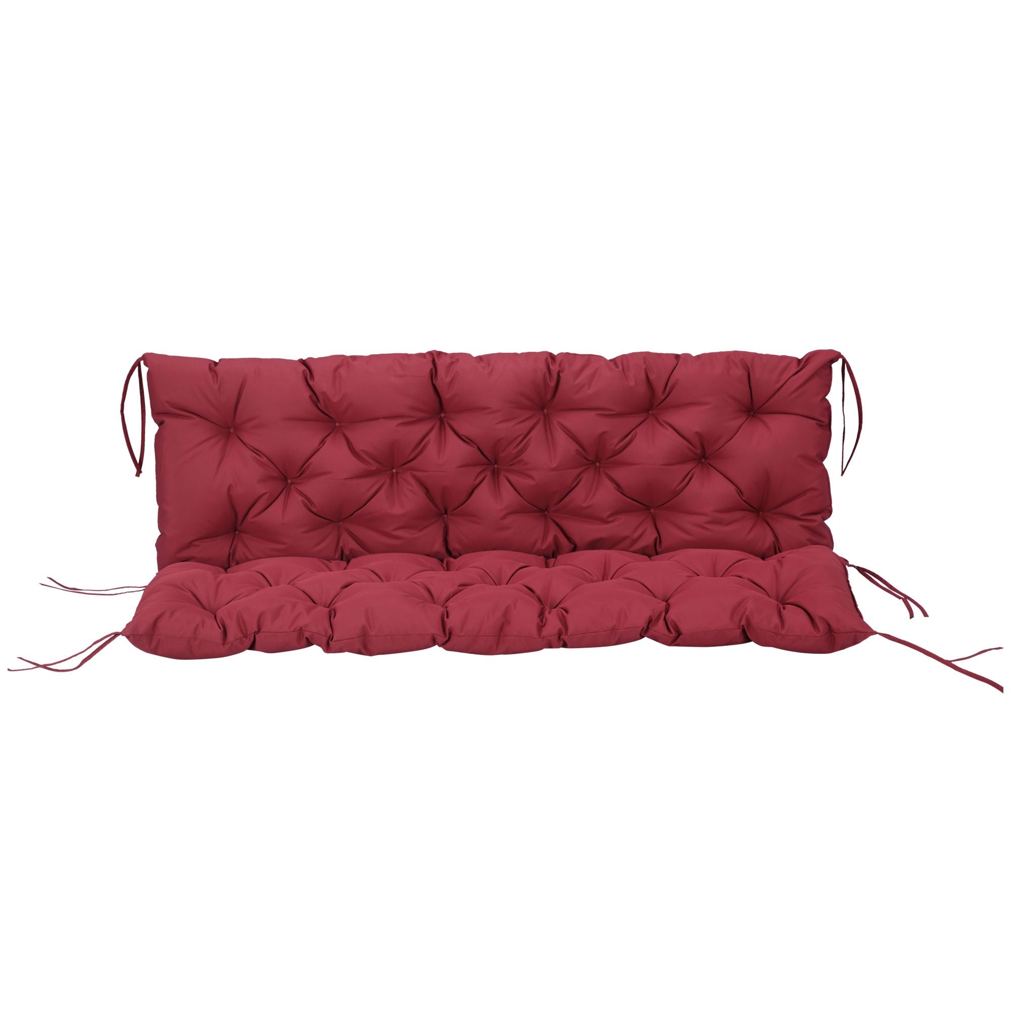 Outsunny Outdoor Bench Cushion Tufted 3-Seater for Swing Chair Patio Sofa Wine Red