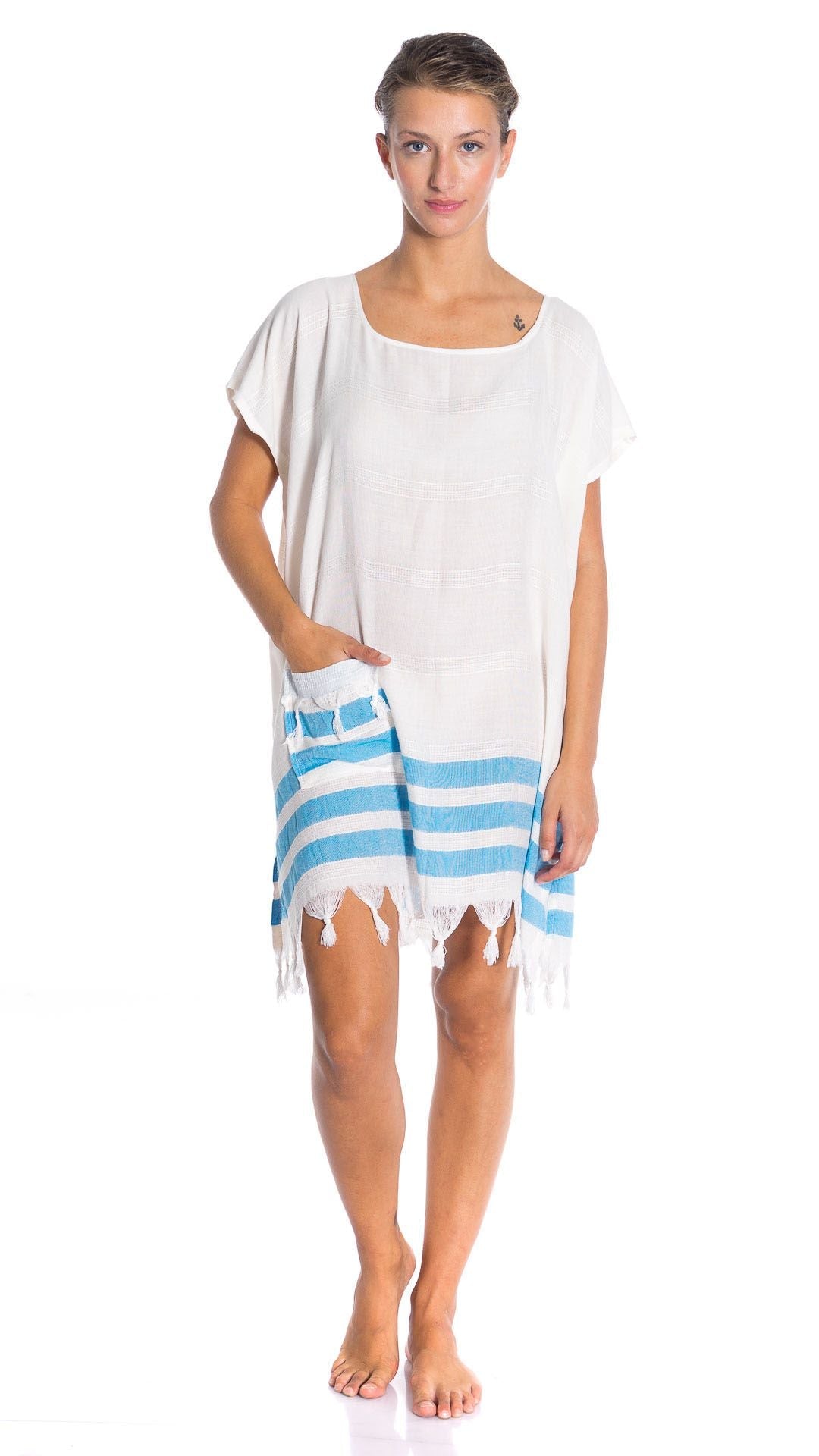 All Cotton Swimsuit Cover Ups for Women Short Sleeve Beach Dress