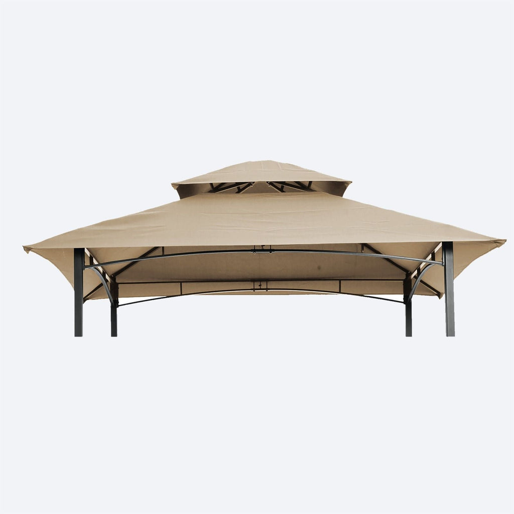 8x5Ft Replacement Canopy Top for BBQ Gazebo Double-Layer BBQ Tent Cover Durable Waterproof Sunshade Shelter Replacement Roof Beige Perfect for Outdoor Patio Backyard Cooking and Parties