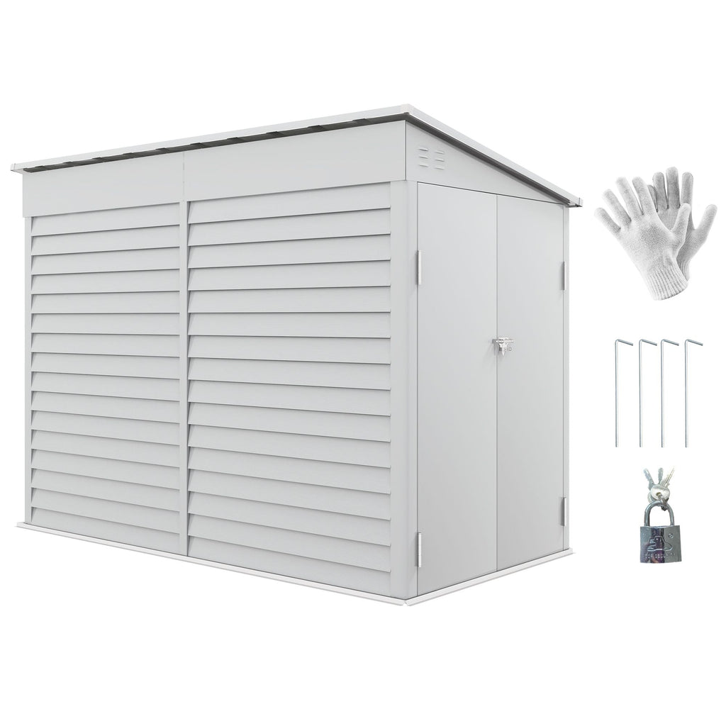 Outsunny 5' x 9' Outdoor Storage Shed, Lean to Shed with Foundation, Lockable Doors & Gloves for Patio Lawn Backyard, White