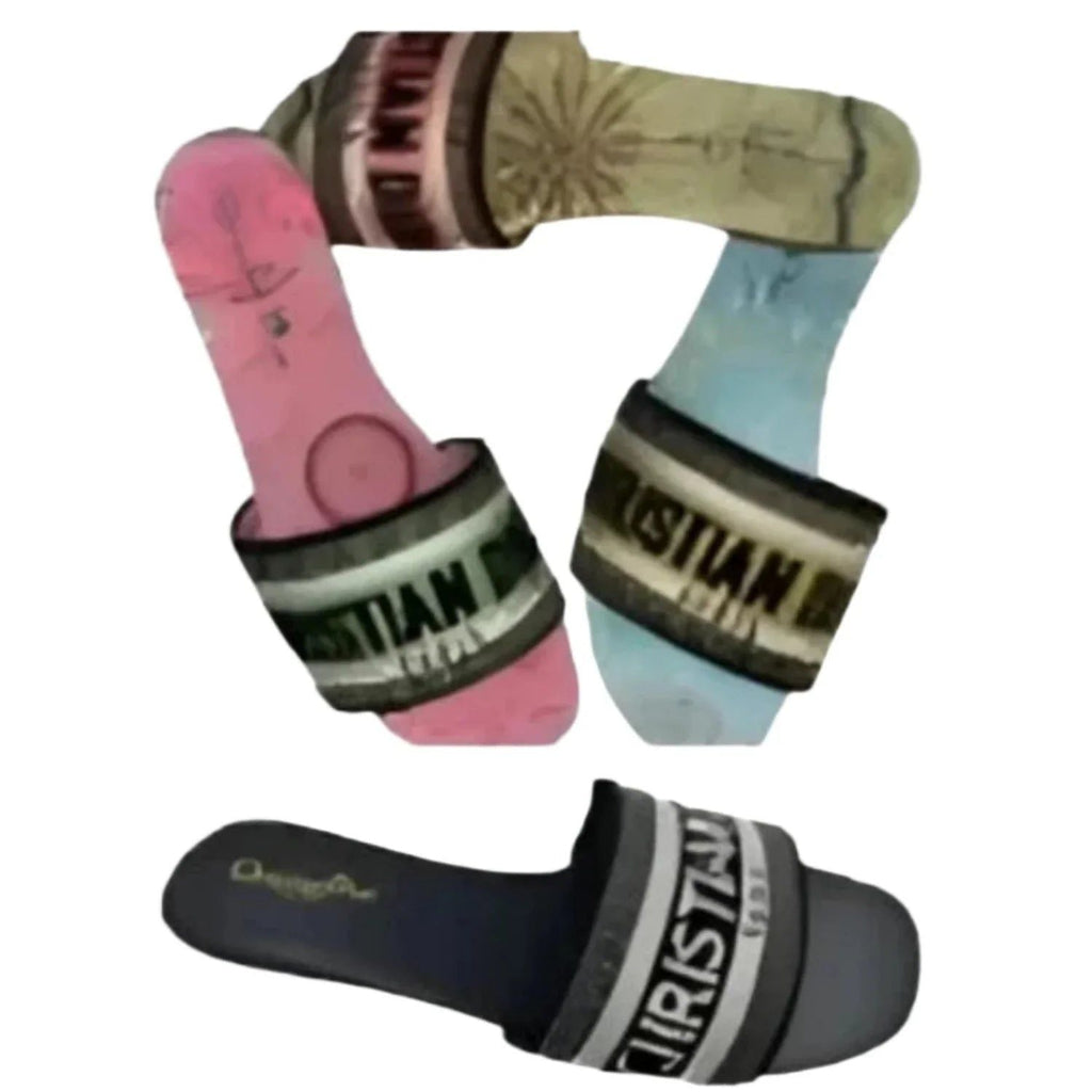 FASHION EMBROIDERED SLIDE SANDALS