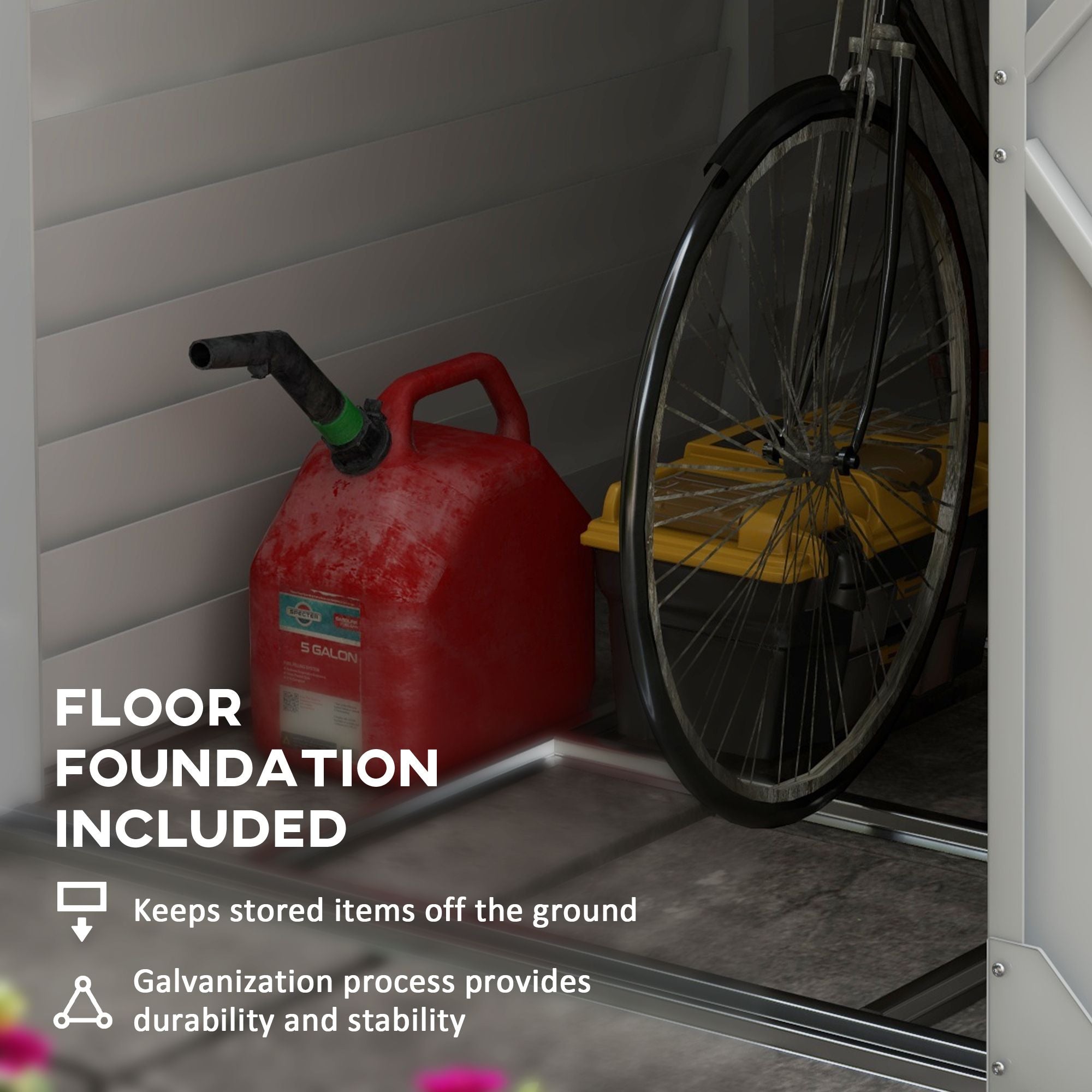 Outsunny 5' x 9' Outdoor Storage Shed, Lean to Shed with Foundation, Lockable Doors & Gloves for Patio Lawn Backyard, White