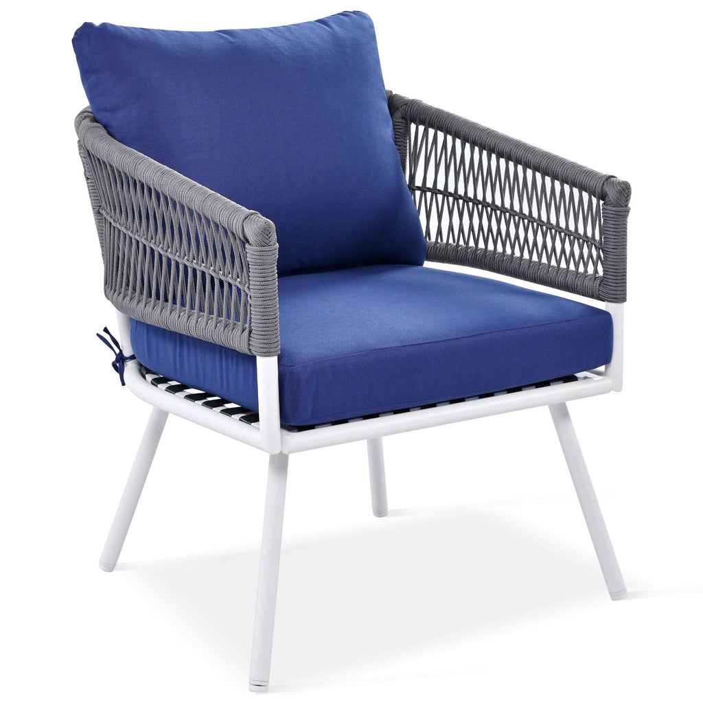 4-Piece Patio Furniture Set, Outdoor Furniture with Acacia Wood Table, Patio Conversation Set with Deep Seating & Thick Cushion for Backyard Porch Balcony