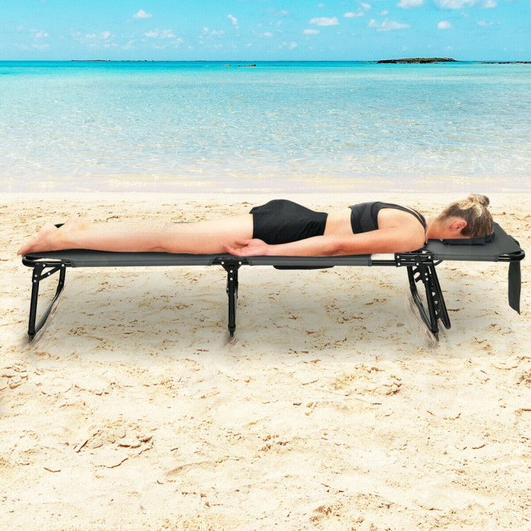 Folding Beach Lounge Chair with Pillow for Outdoor