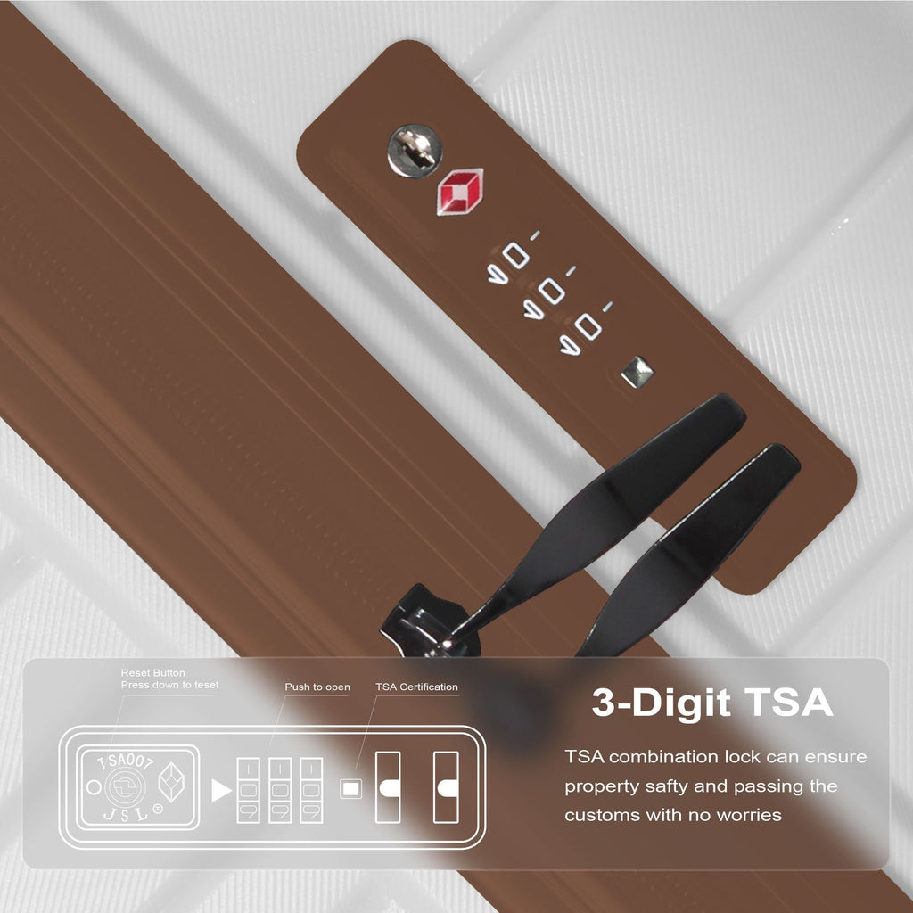 Luggage Set 3 Piece, PP Hardshell Carry on Suitcase with Spinner Wheels & TSA Lock, Lightweight Suitcases for Business, Trip, (20"/24"/28"), White