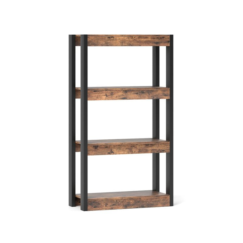 Open 4 Tier Bookshelf Wooden Bookcase for Living Room