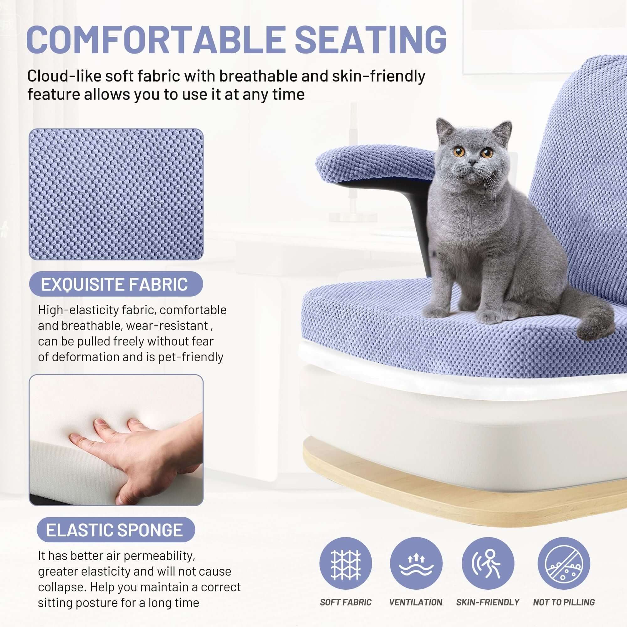 Criss Cross Chair with Wheels and Flip Arms- Comfy Fabric Cross Legged Office Chair with Thick Cushion&Wide Seat, Adjustable Swivel Desk Chair for Home Office, Apartment, Bedroom