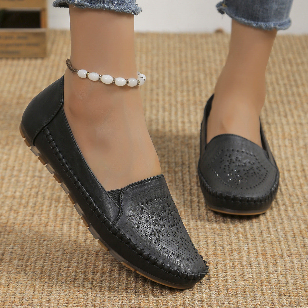 Women's Handmade Gommino Driving Shoes â€?Solid‑Color Casual Flats