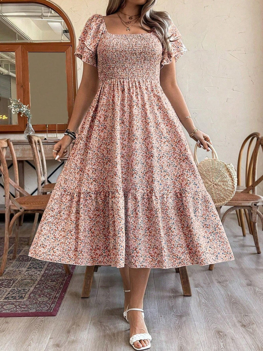 Plus Size Backless Midi Dress â€?Elegant Pleated Summer Party Dress