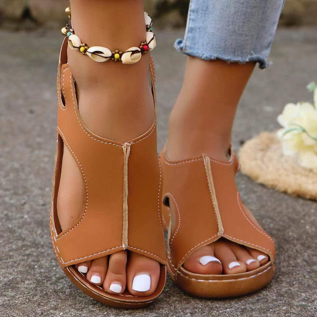 Women's Summer Wedges â€?Elastic-Band Fish-Mouth Casual Sandals