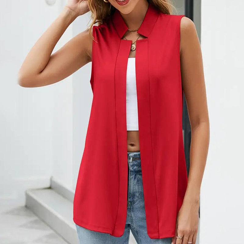 Women's Sleeveless Stand-Collar Vest Cardigan