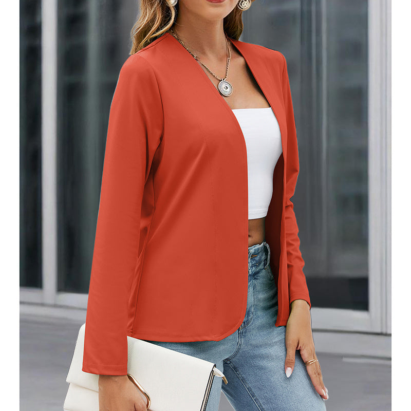 Women's Plus‑Size Open‑Front Casual Blazer