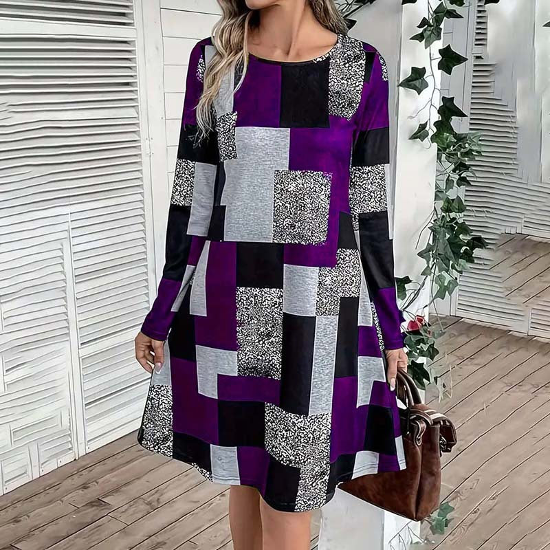 Women's Round Neck Long Sleeve Dress