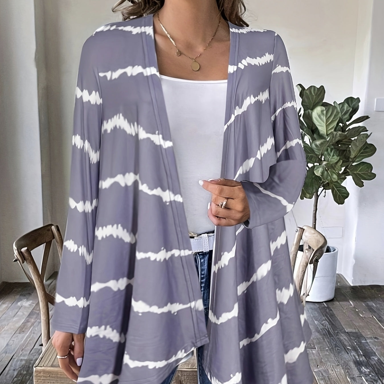 Women's Printed Open Jacket