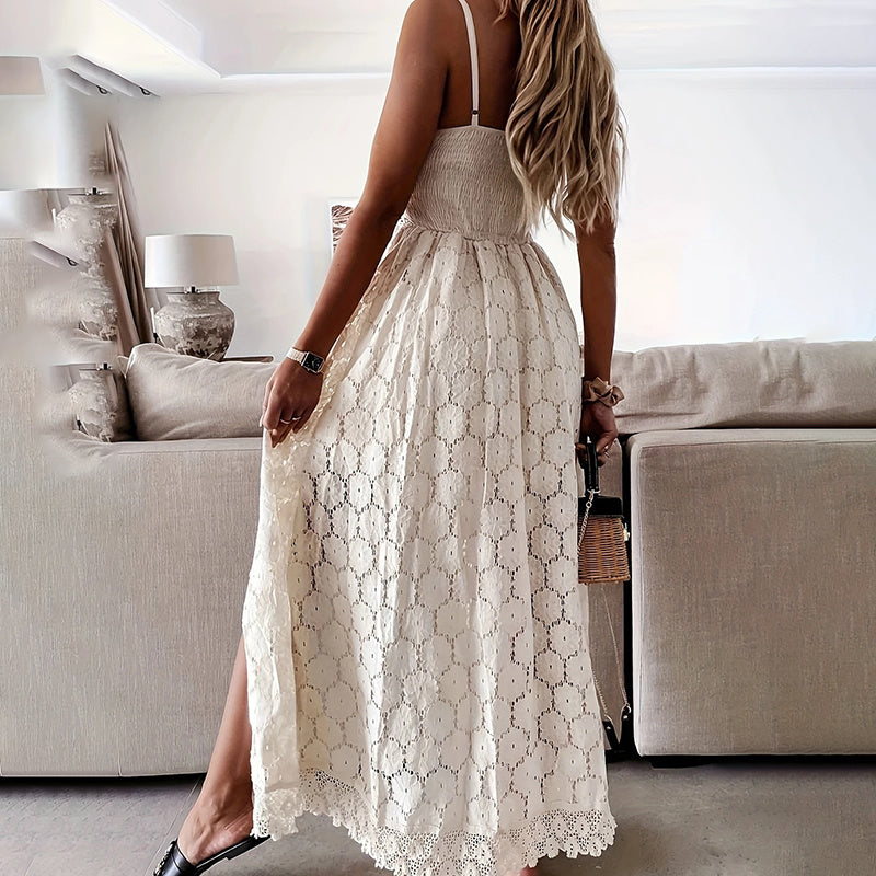 Women's Summer Elegant Lace Jumpsuit - V-Neck Sleeveless Romper