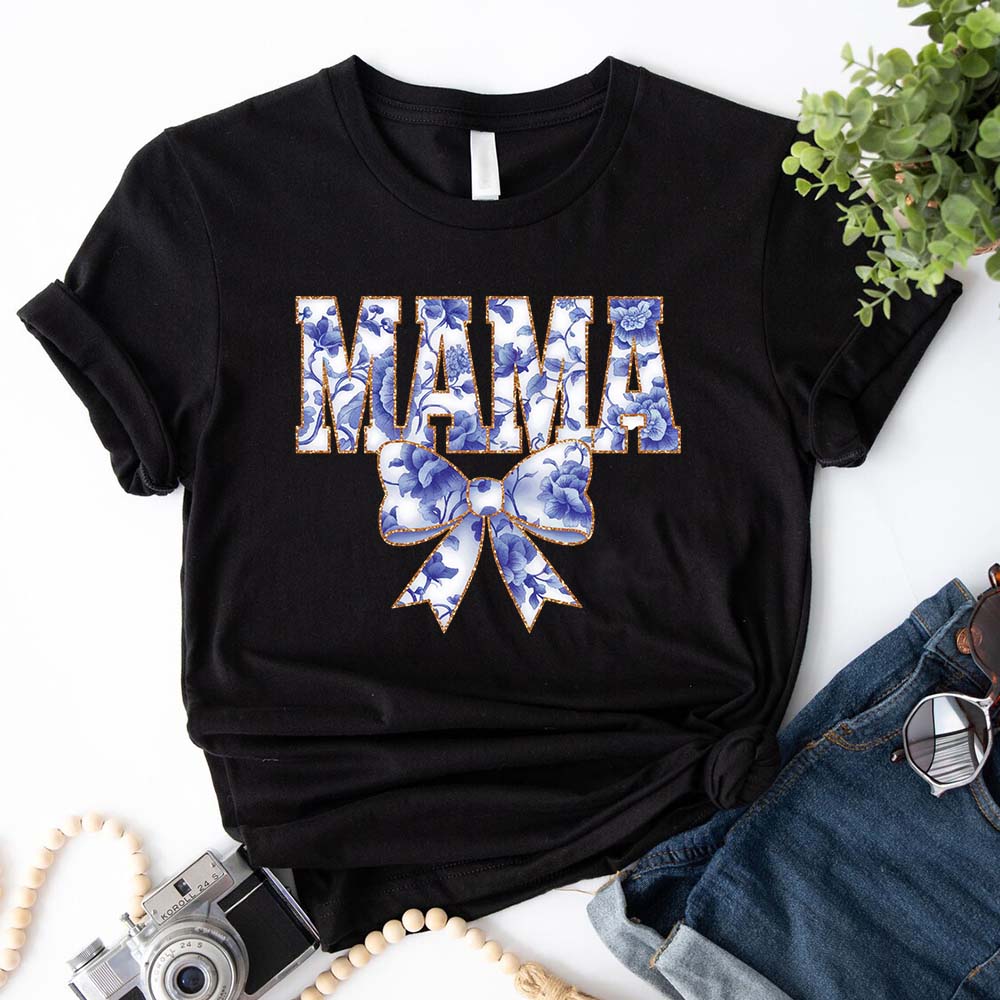 Mama Chinoiserie Coquette Bow T-Shirts â€?Elegant & Trendy Graphic Tees for Moms