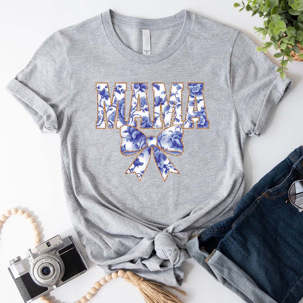 Mama Chinoiserie Coquette Bow T-Shirts â€?Elegant & Trendy Graphic Tees for Moms