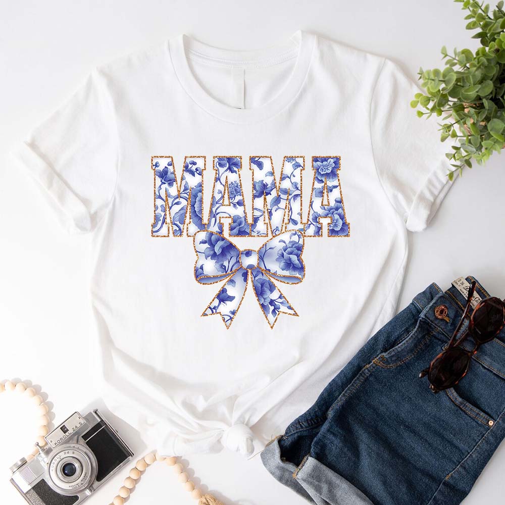 Mama Chinoiserie Coquette Bow T-Shirts â€?Elegant & Trendy Graphic Tees for Moms