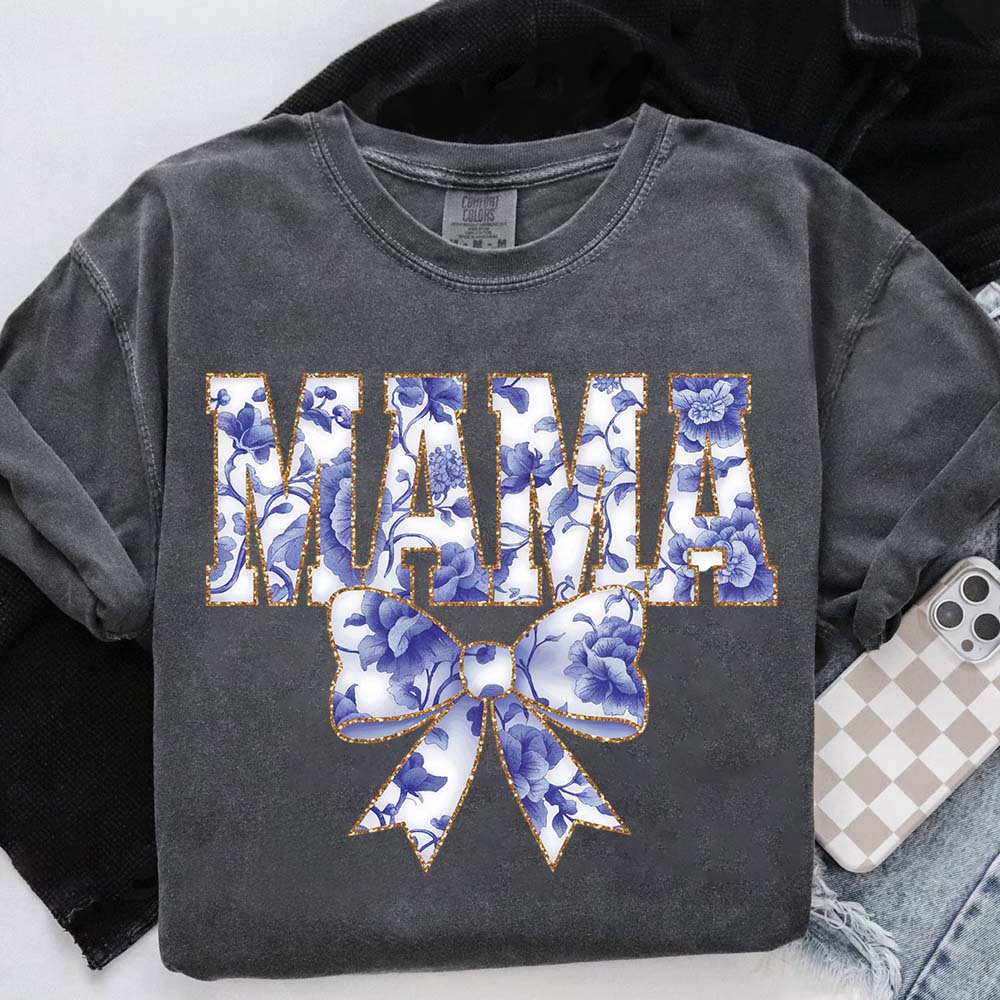 Mama Chinoiserie Coquette Bow T-Shirts â€?Elegant & Trendy Graphic Tees for Moms