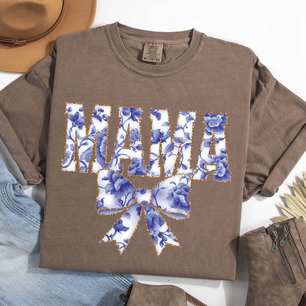 Mama Chinoiserie Coquette Bow T-Shirts â€?Elegant & Trendy Graphic Tees for Moms