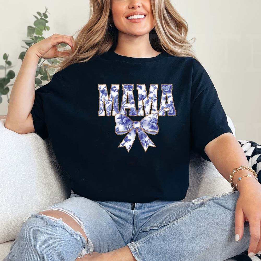 Mama Chinoiserie Coquette Bow T-Shirts â€?Elegant & Trendy Graphic Tees for Moms