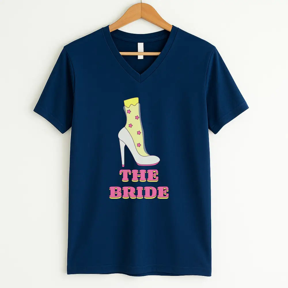 🍾 Team Bride & The Bride 💍 Bachelorette Party Matching V-Neck T-Shirts