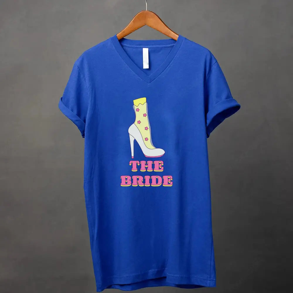 🍾 Team Bride & The Bride 💍 Bachelorette Party Matching V-Neck T-Shirts