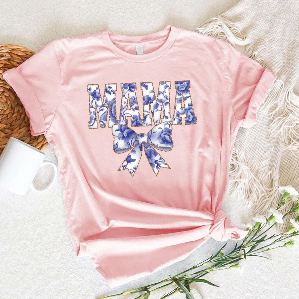 Mama Chinoiserie Coquette Bow T-Shirts â€?Elegant & Trendy Graphic Tees for Moms