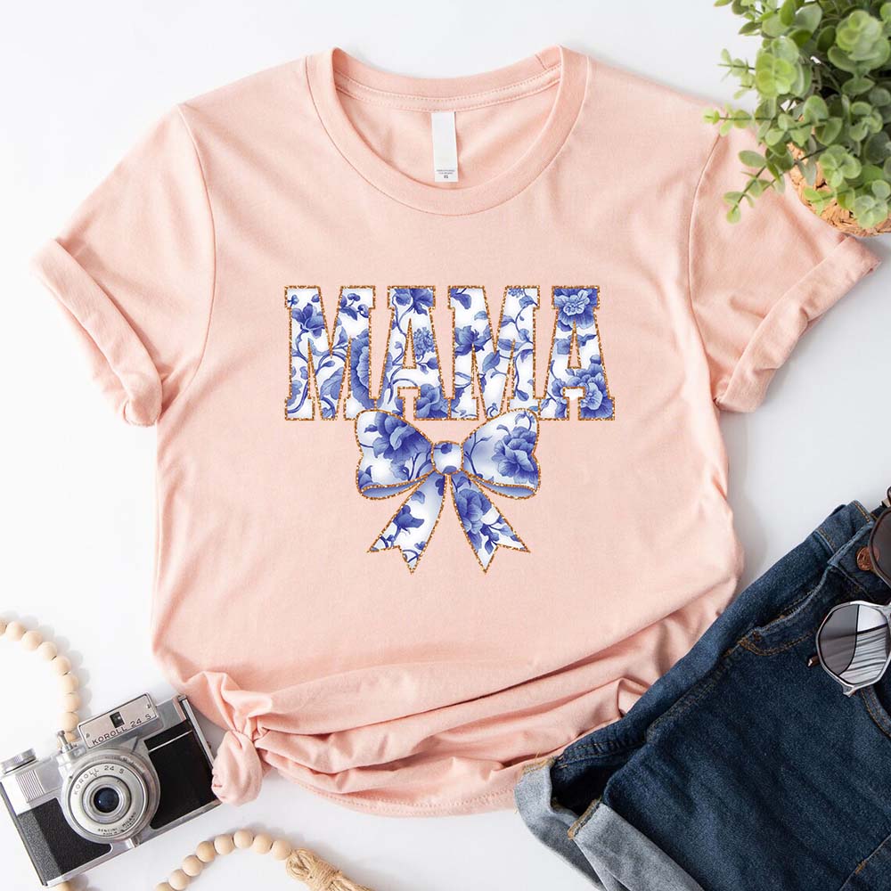 Mama Chinoiserie Coquette Bow T-Shirts â€?Elegant & Trendy Graphic Tees for Moms